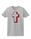 Simple Cross Design Glitter - Red Womens T-Shirt by TooLoud-Womens T-Shirt-TooLoud-AshGray-X-Small-Davson Sales