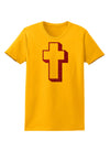 Simple Cross Design Glitter - Red Womens T-Shirt by TooLoud-Womens T-Shirt-TooLoud-Gold-X-Small-Davson Sales