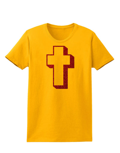 Simple Cross Design Glitter - Red Womens T-Shirt by TooLoud-Womens T-Shirt-TooLoud-Gold-X-Small-Davson Sales