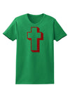 Simple Cross Design Glitter - Red Womens T-Shirt by TooLoud-Womens T-Shirt-TooLoud-Kelly-Green-X-Small-Davson Sales