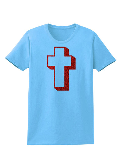 Simple Cross Design Glitter - Red Womens T-Shirt by TooLoud-Womens T-Shirt-TooLoud-Aquatic-Blue-X-Small-Davson Sales