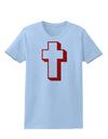 Simple Cross Design Glitter - Red Womens T-Shirt by TooLoud-Womens T-Shirt-TooLoud-Light-Blue-X-Small-Davson Sales