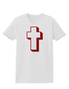 Simple Cross Design Glitter - Red Womens T-Shirt by TooLoud-Womens T-Shirt-TooLoud-White-X-Small-Davson Sales