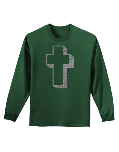 Simple Cross Design Glitter - Silver Adult Long Sleeve Dark T-Shirt by TooLoud-TooLoud-Dark-Green-Small-Davson Sales