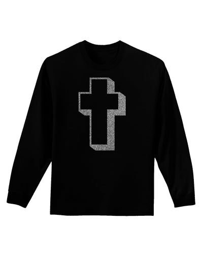 Simple Cross Design Glitter - Silver Adult Long Sleeve Dark T-Shirt by TooLoud-TooLoud-Black-Small-Davson Sales