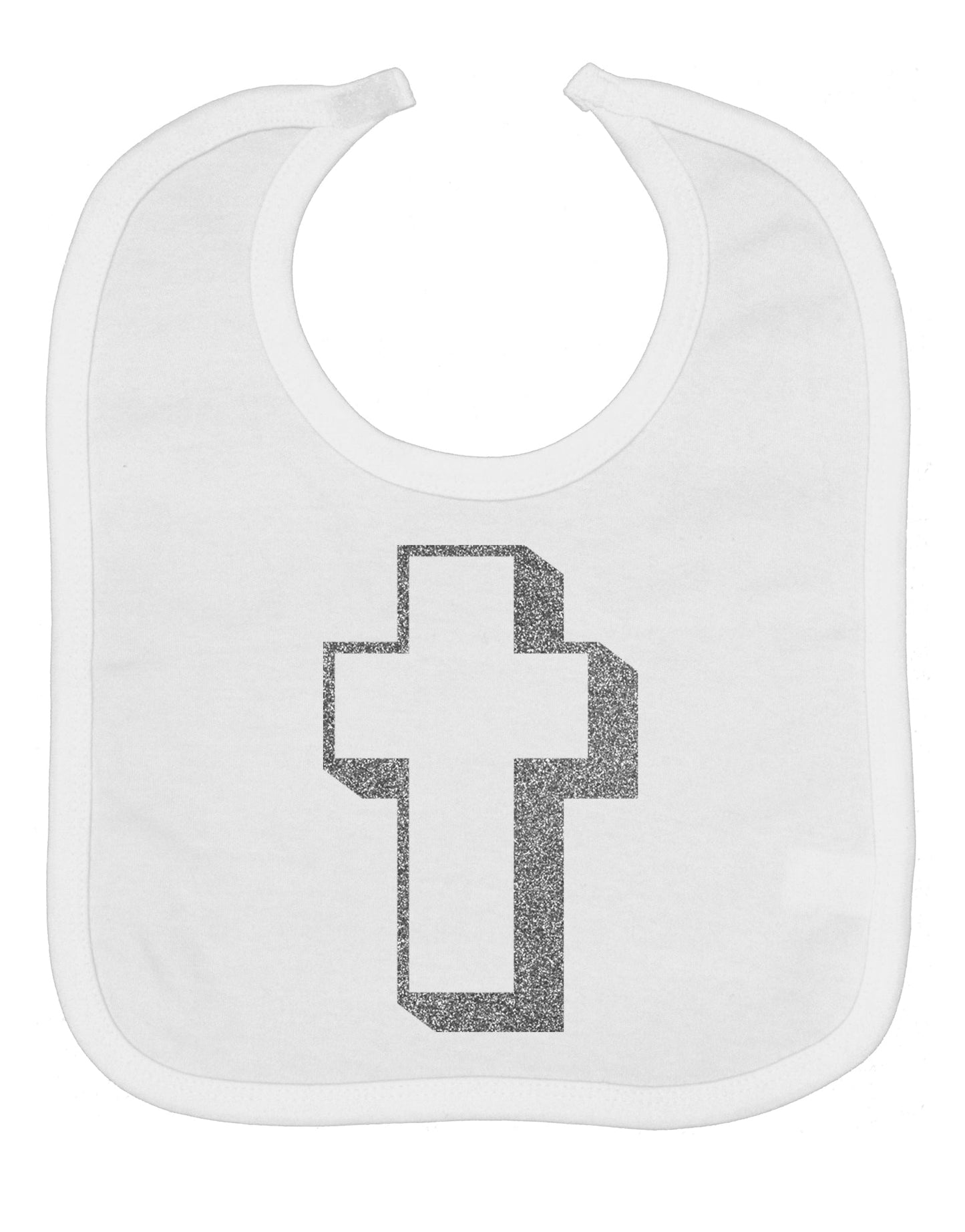 Simple Cross Design Glitter - Silver Baby Bib by TooLoud