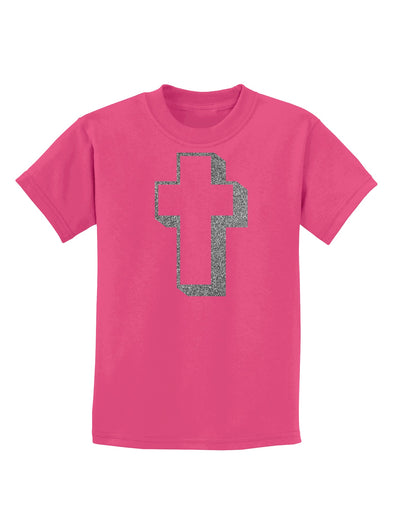 Simple Cross Design Glitter - Silver Childrens Dark T-Shirt by TooLoud-Childrens T-Shirt-TooLoud-Sangria-X-Small-Davson Sales