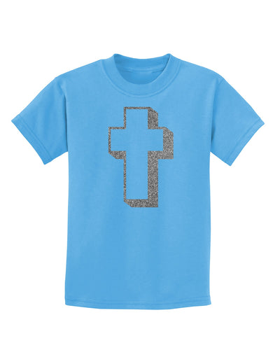 Simple Cross Design Glitter - Silver Childrens T-Shirt by TooLoud-Childrens T-Shirt-TooLoud-Aquatic-Blue-X-Small-Davson Sales