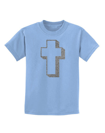 Simple Cross Design Glitter - Silver Childrens T-Shirt by TooLoud-Childrens T-Shirt-TooLoud-Light-Blue-X-Small-Davson Sales