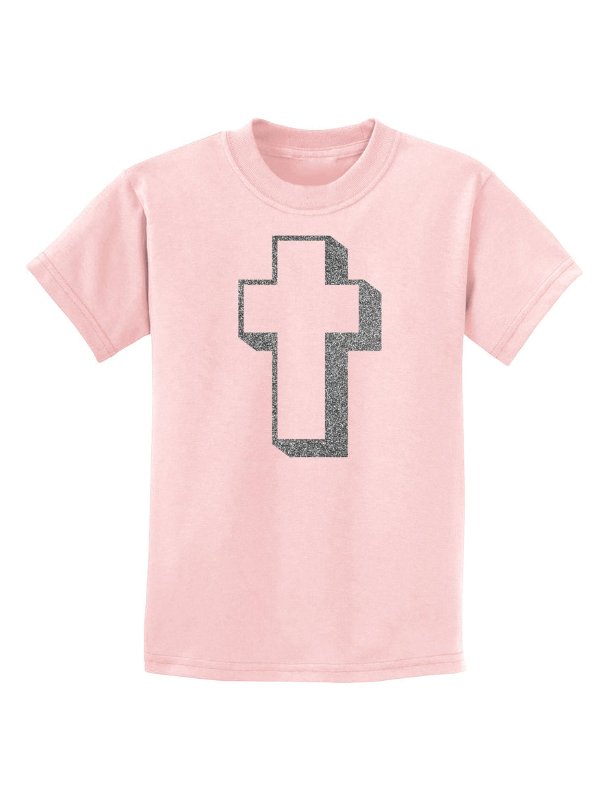 Simple Cross Design Glitter - Silver Childrens T-Shirt by TooLoud-Childrens T-Shirt-TooLoud-White-X-Small-Davson Sales