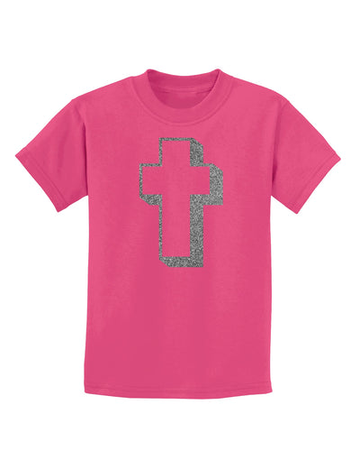 Simple Cross Design Glitter - Silver Childrens T-Shirt by TooLoud-Childrens T-Shirt-TooLoud-Sangria-X-Small-Davson Sales