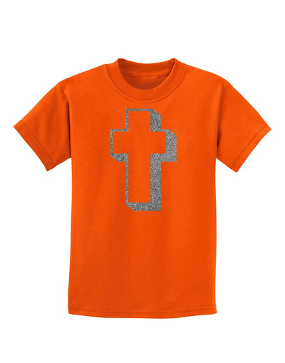 Simple Cross Design Glitter - Silver Childrens T-Shirt by TooLoud-Childrens T-Shirt-TooLoud-Orange-X-Small-Davson Sales