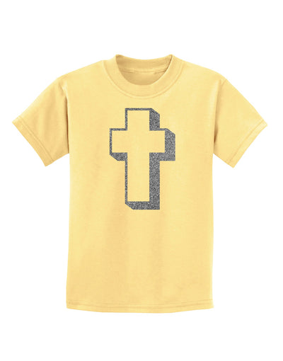 Simple Cross Design Glitter - Silver Childrens T-Shirt by TooLoud-Childrens T-Shirt-TooLoud-Daffodil-Yellow-X-Small-Davson Sales