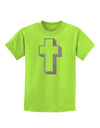 Simple Cross Design Glitter - Silver Childrens T-Shirt by TooLoud-Childrens T-Shirt-TooLoud-Lime-Green-X-Small-Davson Sales