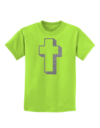 Simple Cross Design Glitter - Silver Childrens T-Shirt by TooLoud-Childrens T-Shirt-TooLoud-Lime-Green-X-Small-Davson Sales