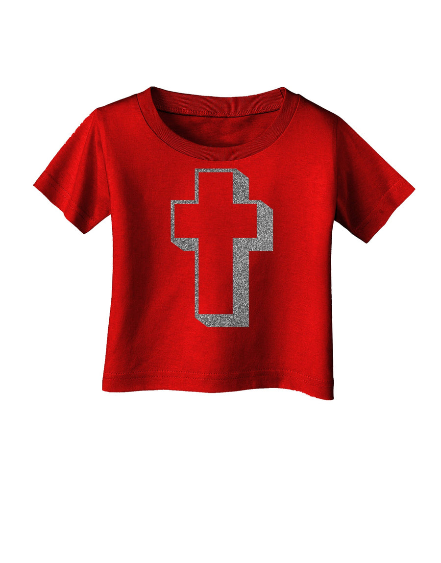 Simple Cross Design Glitter - Silver Infant T-Shirt Dark by TooLoud-Infant T-Shirt-TooLoud-Black-06-Months-Davson Sales