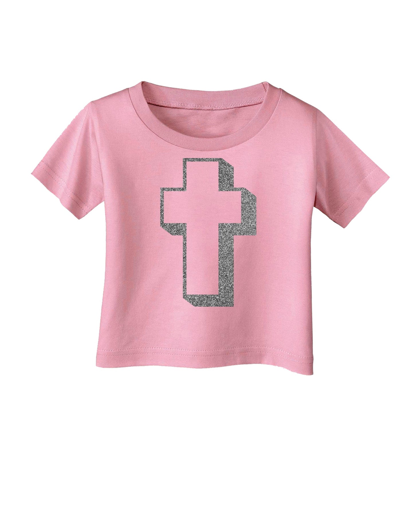 Simple Cross Design Glitter - Silver Infant T-Shirt by TooLoud-Infant T-Shirt-TooLoud-Candy-Pink-06-Months-Davson Sales