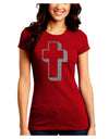 Simple Cross Design Glitter - Silver Juniors Crew Dark T-Shirt by TooLoud-T-Shirts Juniors Tops-TooLoud-Red-Juniors Fitted Small-Davson Sales