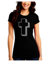 Simple Cross Design Glitter - Silver Juniors Crew Dark T-Shirt by TooLoud-T-Shirts Juniors Tops-TooLoud-Black-Juniors Fitted Small-Davson Sales