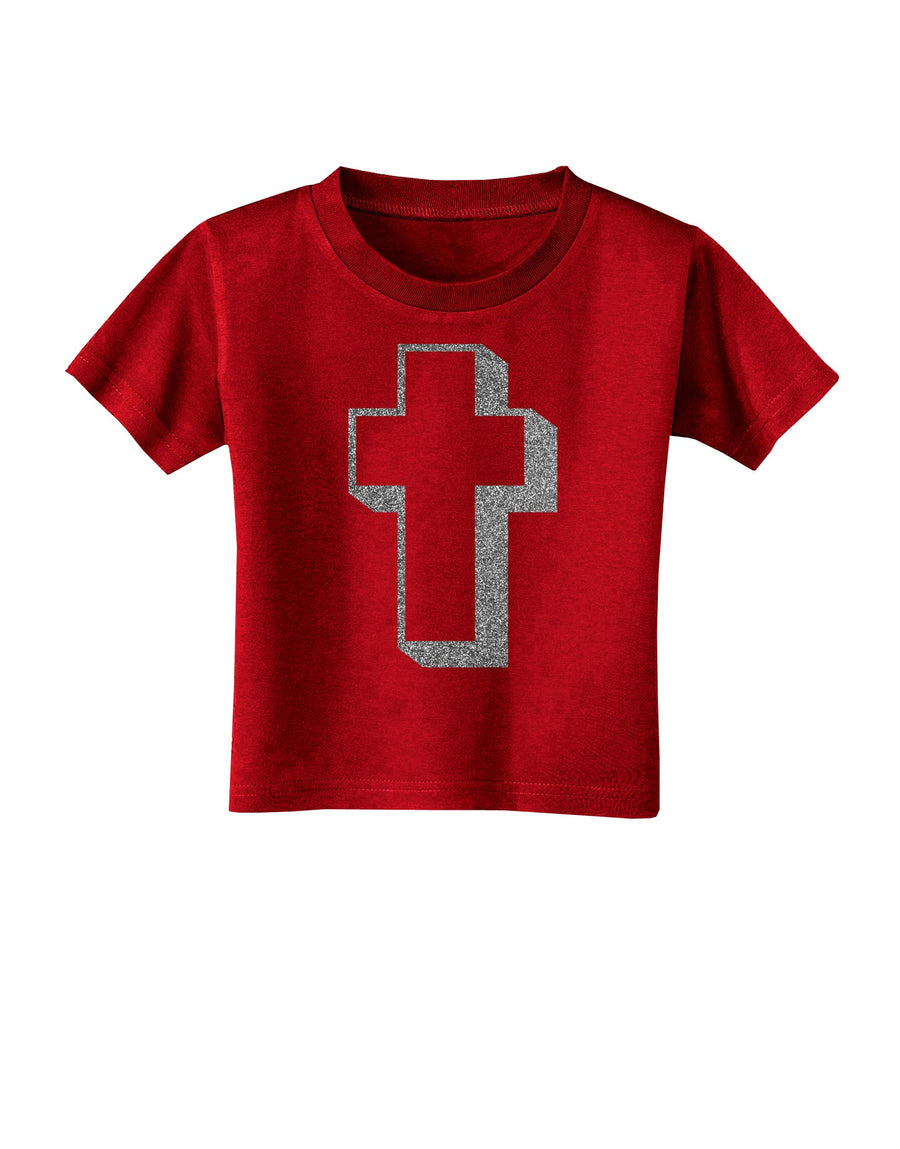 Simple Cross Design Glitter - Silver Toddler T-Shirt Dark by TooLoud-Toddler T-Shirt-TooLoud-Black-2T-Davson Sales