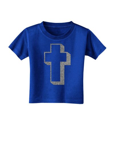 Simple Cross Design Glitter - Silver Toddler T-Shirt Dark by TooLoud-Toddler T-Shirt-TooLoud-Royal-Blue-2T-Davson Sales