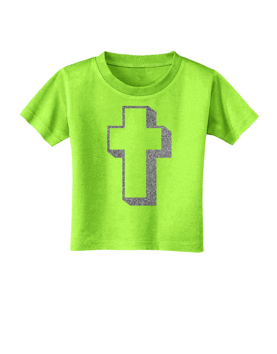 Simple Cross Design Glitter - Silver Toddler T-Shirt by TooLoud-Toddler T-Shirt-TooLoud-White-2T-Davson Sales