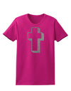 Simple Cross Design Glitter - Silver Womens Dark T-Shirt by TooLoud-Womens T-Shirt-TooLoud-Hot-Pink-Small-Davson Sales