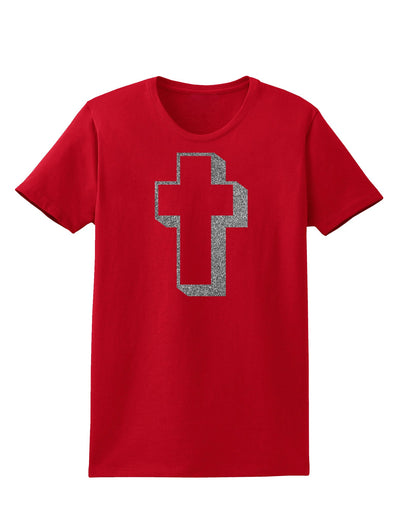 Simple Cross Design Glitter - Silver Womens Dark T-Shirt by TooLoud-Womens T-Shirt-TooLoud-Red-X-Small-Davson Sales