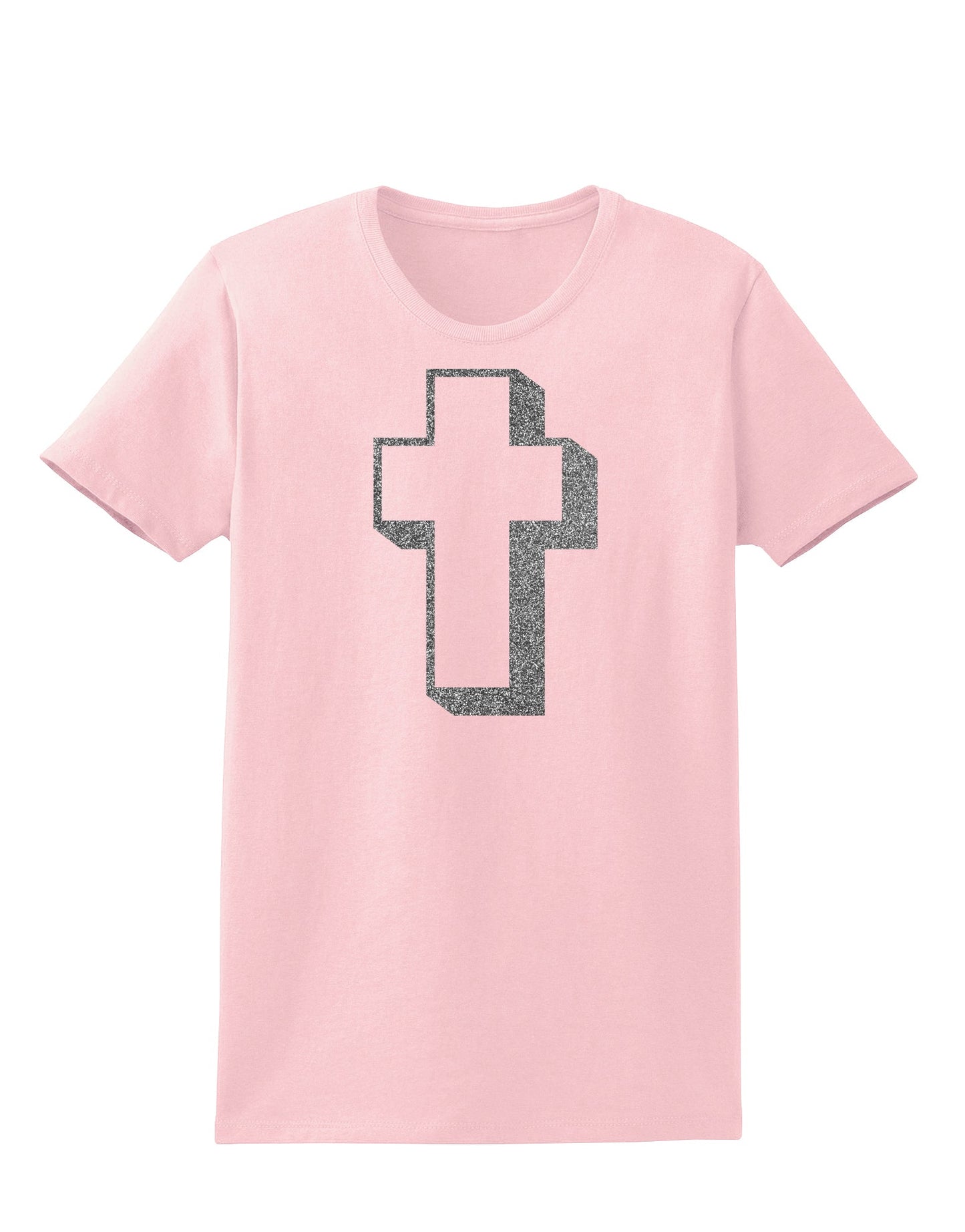 Simple Cross Design Glitter - Silver Womens T-Shirt by TooLoud-Womens T-Shirt-TooLoud-PalePink-X-Small-Davson Sales