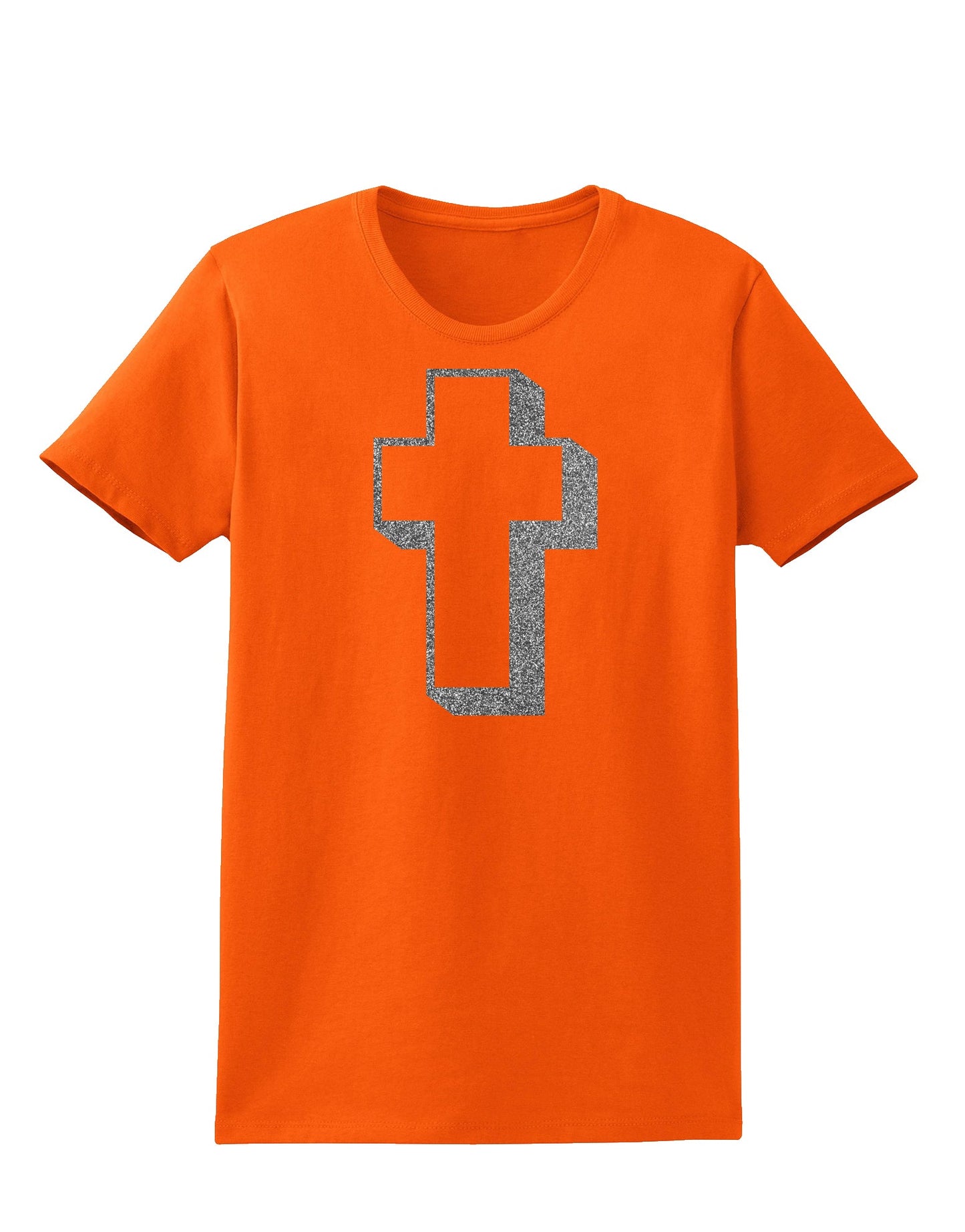 Simple Cross Design Glitter - Silver Womens T-Shirt by TooLoud-Womens T-Shirt-TooLoud-Orange-X-Small-Davson Sales
