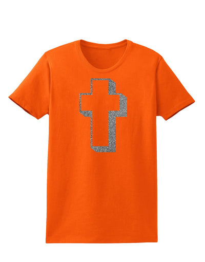 Simple Cross Design Glitter - Silver Womens T-Shirt by TooLoud-Womens T-Shirt-TooLoud-Orange-X-Small-Davson Sales