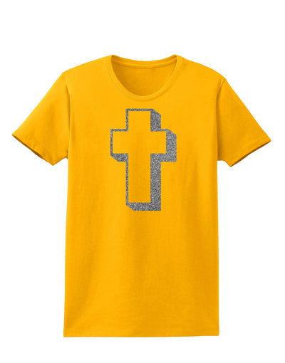 Simple Cross Design Glitter - Silver Womens T-Shirt by TooLoud-Womens T-Shirt-TooLoud-Gold-X-Small-Davson Sales