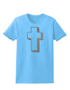 Simple Cross Design Glitter - Silver Womens T-Shirt by TooLoud-Womens T-Shirt-TooLoud-Aquatic-Blue-X-Small-Davson Sales