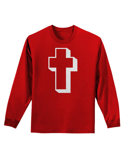 Simple Cross Design Glitter - White Adult Long Sleeve Dark T-Shirt by TooLoud-TooLoud-Red-Small-Davson Sales