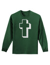 Simple Cross Design Glitter - White Adult Long Sleeve Dark T-Shirt by TooLoud-TooLoud-Dark-Green-Small-Davson Sales