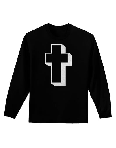 Simple Cross Design Glitter - White Adult Long Sleeve Dark T-Shirt by TooLoud-TooLoud-Black-Small-Davson Sales