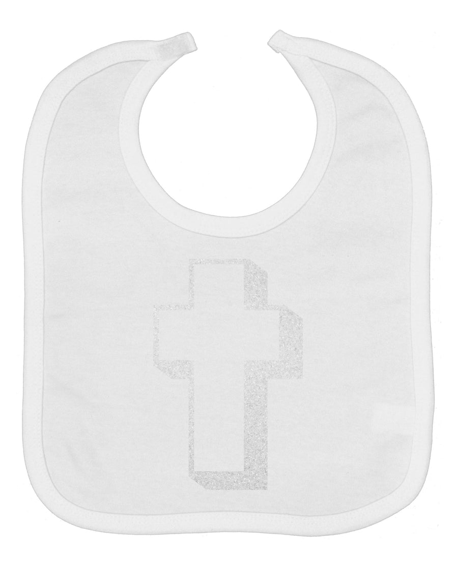 Simple Cross Design Glitter - White Baby Bib by TooLoud