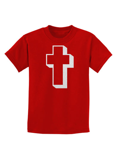 Simple Cross Design Glitter - White Childrens Dark T-Shirt by TooLoud-Childrens T-Shirt-TooLoud-Red-X-Small-Davson Sales