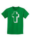 Simple Cross Design Glitter - White Childrens Dark T-Shirt by TooLoud-Childrens T-Shirt-TooLoud-Kelly-Green-X-Small-Davson Sales