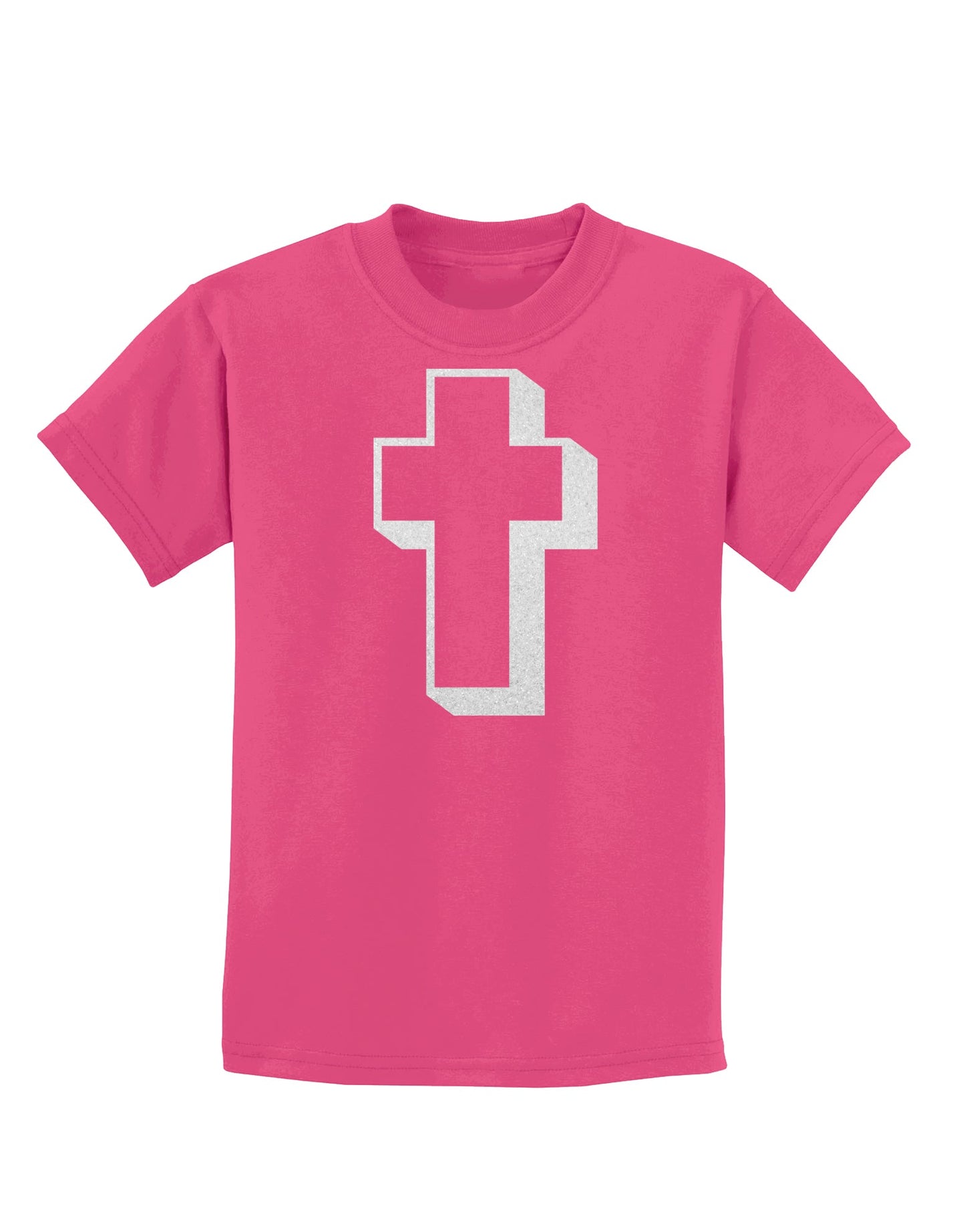 Simple Cross Design Glitter - White Childrens Dark T-Shirt by TooLoud-Childrens T-Shirt-TooLoud-Sangria-X-Small-Davson Sales