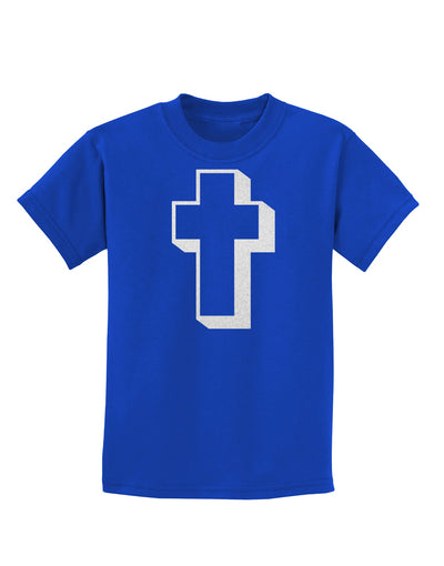 Simple Cross Design Glitter - White Childrens Dark T-Shirt by TooLoud-Childrens T-Shirt-TooLoud-Royal-Blue-X-Small-Davson Sales