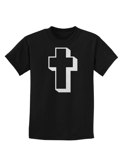 Simple Cross Design Glitter - White Childrens Dark T-Shirt by TooLoud-Childrens T-Shirt-TooLoud-Black-X-Small-Davson Sales