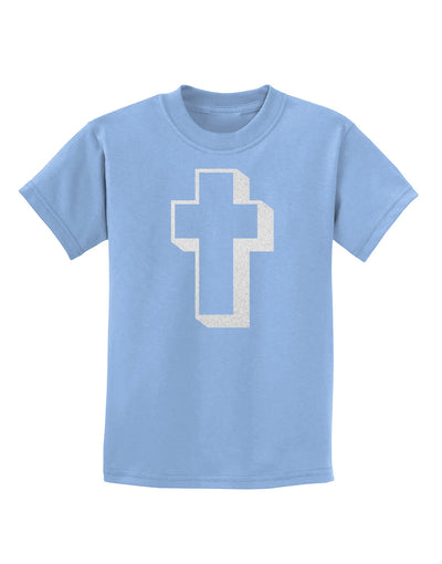 Simple Cross Design Glitter - White Childrens T-Shirt by TooLoud-Childrens T-Shirt-TooLoud-Light-Blue-X-Small-Davson Sales