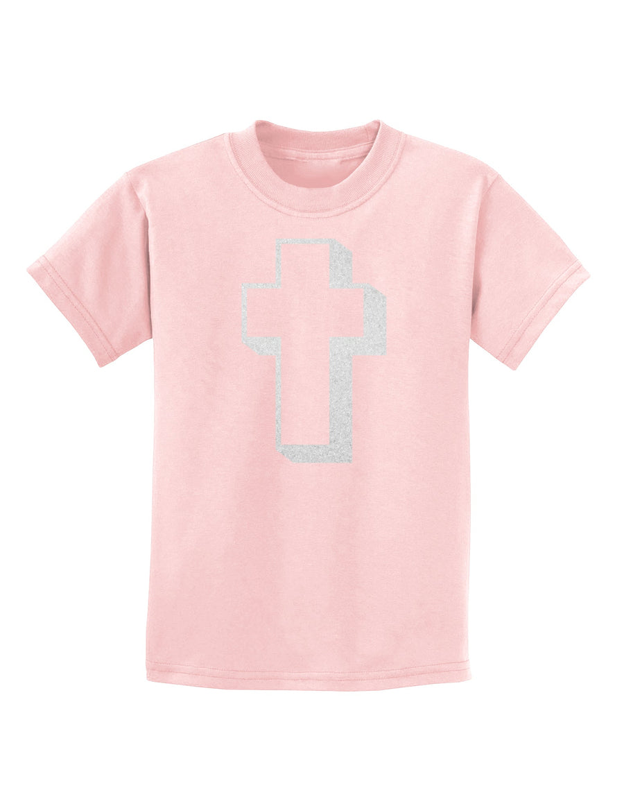 Simple Cross Design Glitter - White Childrens T-Shirt by TooLoud-Childrens T-Shirt-TooLoud-White-X-Small-Davson Sales