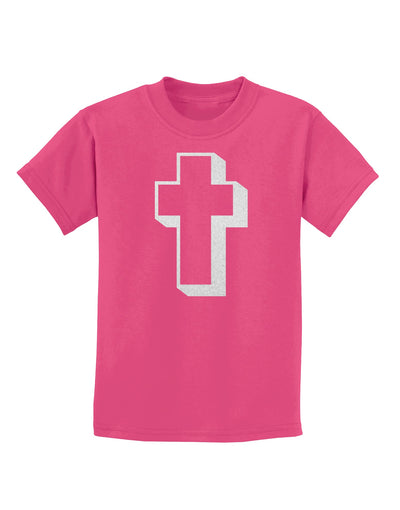 Simple Cross Design Glitter - White Childrens T-Shirt by TooLoud-Childrens T-Shirt-TooLoud-Sangria-X-Small-Davson Sales