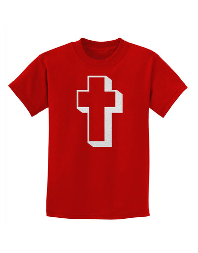 Simple Cross Design Glitter - White Childrens T-Shirt by TooLoud-Childrens T-Shirt-TooLoud-Red-X-Small-Davson Sales