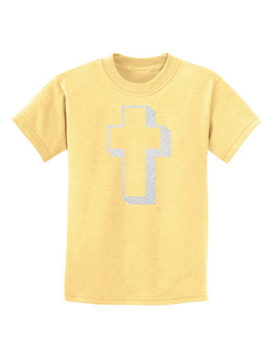 Simple Cross Design Glitter - White Childrens T-Shirt by TooLoud-Childrens T-Shirt-TooLoud-Daffodil-Yellow-X-Small-Davson Sales