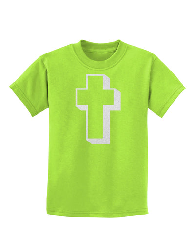 Simple Cross Design Glitter - White Childrens T-Shirt by TooLoud-Childrens T-Shirt-TooLoud-Lime-Green-X-Small-Davson Sales