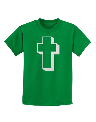 Simple Cross Design Glitter - White Childrens T-Shirt by TooLoud-Childrens T-Shirt-TooLoud-Kelly-Green-X-Small-Davson Sales