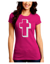 Simple Cross Design Glitter - White Juniors Crew Dark T-Shirt by TooLoud-T-Shirts Juniors Tops-TooLoud-Hot-Pink-Juniors Fitted Small-Davson Sales